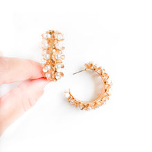 Load image into Gallery viewer, Pearl Flower Cluster Hoops