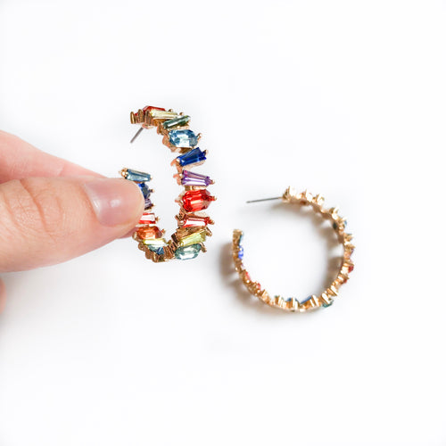 Rainbow Gem Hoops