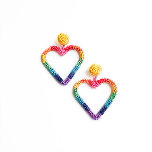 Rainbow Beaded Hearts